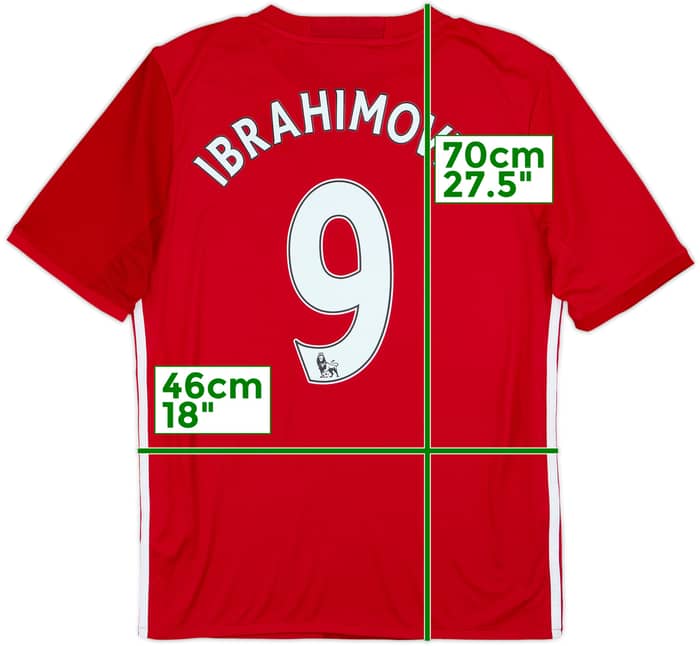 2016-17 Manchester United Home Shirt Ibrahimovic #9 - 8/10 - (XL.Boys)