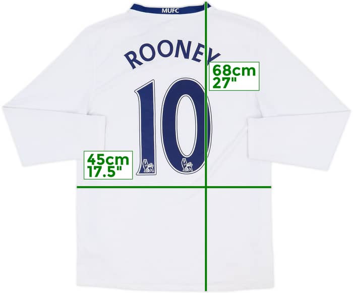 2008-10 Manchester United Away L/S Shirt Rooney #10 - 7/10 - (XL.Boys)