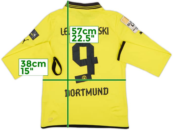 2012-13 Borussia Dortmund Home L/S Shirt Lewandowski #9 - 3/10 - (M.Boys)
