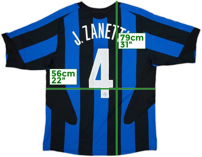 2005-06 Inter Milan Home Shirt J.Zanetti #4 - 9/10 - (L)