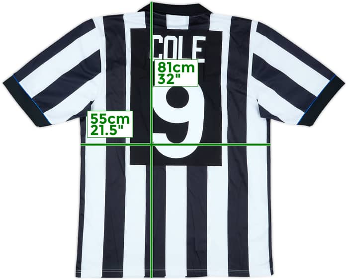 1993-95 Newcastle Home Shirt Cole #9 - 7/10 - (L)