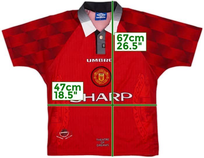 1996-98 Manchester United Home Shirt - 8/10 - (Y)