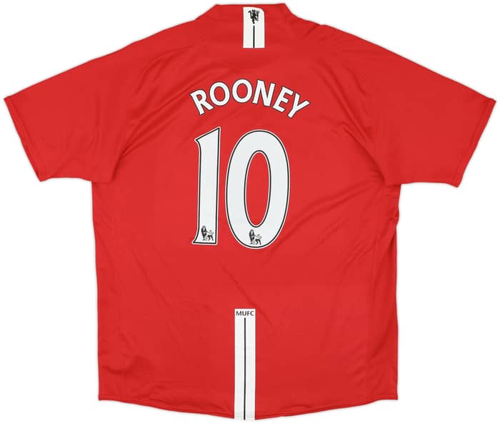 2007-09 Manchester United Home Shirt Rooney #10 - 7/10 - (XL)