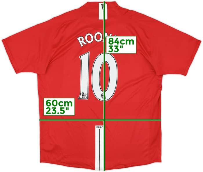 2007-09 Manchester United Home Shirt Rooney #10 - 7/10 - (XL)