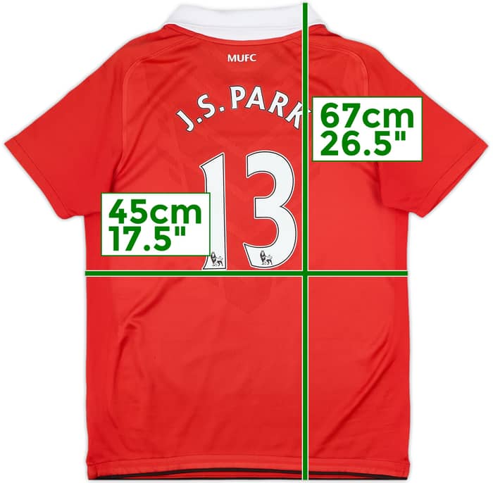 2010-11 Manchester United Home Shirt J.S.Park #13 - 9/10 - (L.Boys)