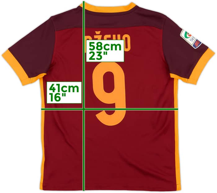 2015-16 Roma Home Shirt Dzeko #9 - 10/10 - (M.Boys)
