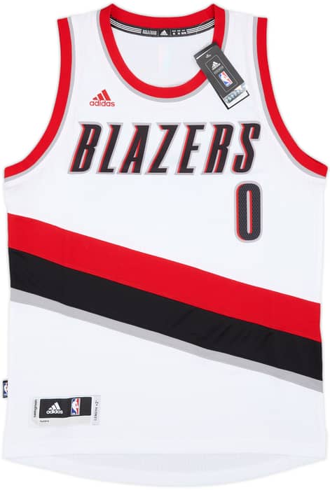 2014-17 Portland Trail Blazers Lillard #0 adidas Swingman Home Jersey (M)