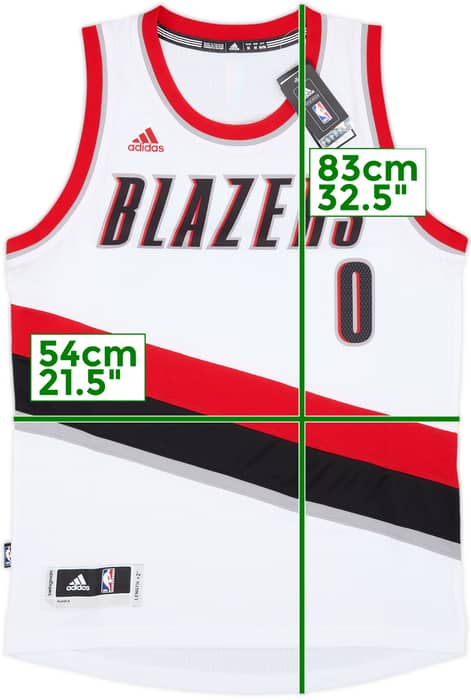2014-17 Portland Trail Blazers Lillard #0 adidas Swingman Home Jersey (M)