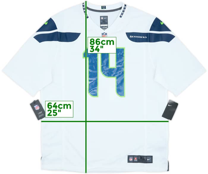 2019-24 Seattle Seahawks Metcalf #14 Nike Game Away Jersey (XL)