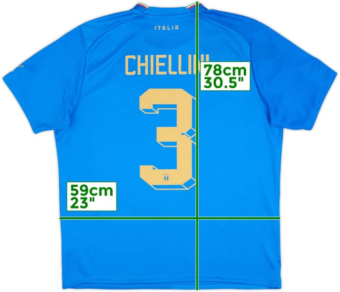 2022-23 Italy Home Shirt Chiellini #3 - 8/10 - (XL)