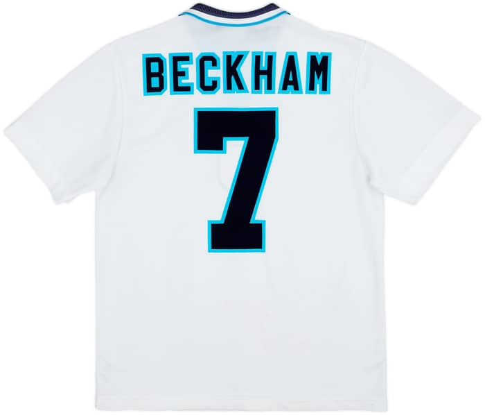 1995-97 England Home Shirt Beckham #7 - 6/10 - (L)