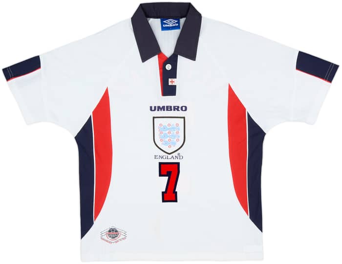 1997-99 England Home Shirt Beckham #7 - 9/10 - (Y)