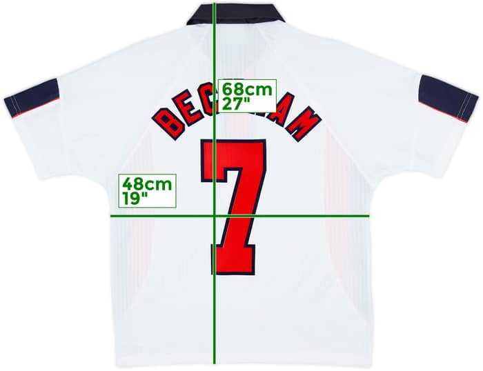 1997-99 England Home Shirt Beckham #7 - 9/10 - (Y)