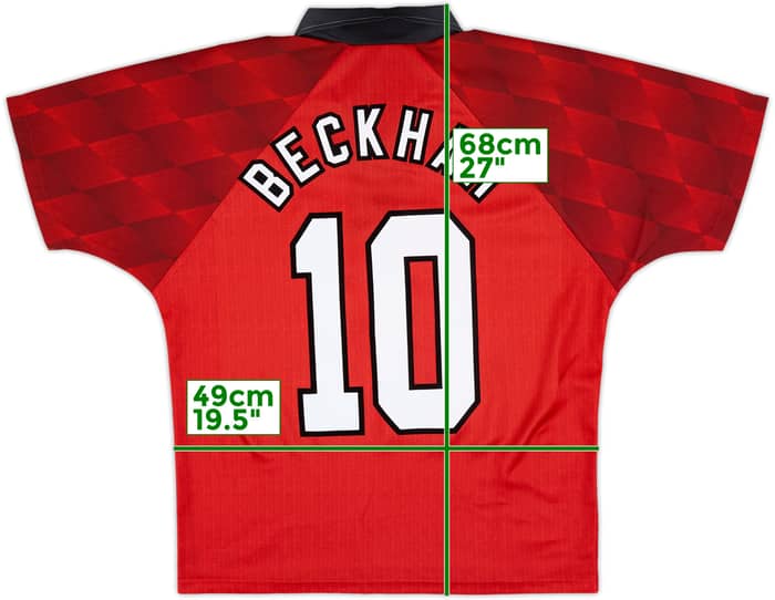 1996-98 Manchester United Home Shirt Beckham #10 - 9/10 - (Y)