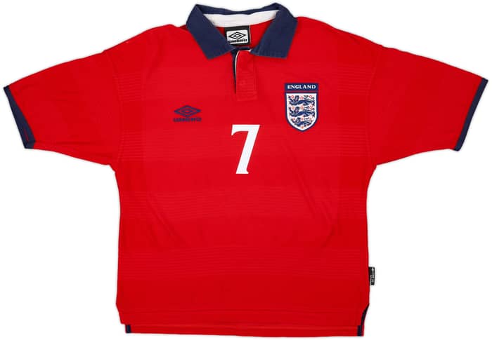 1999-01 England Away Shirt Beckham #7 - 8/10 - (Y)