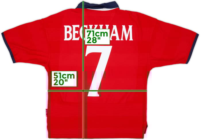 1999-01 England Away Shirt Beckham #7 - 8/10 - (Y)