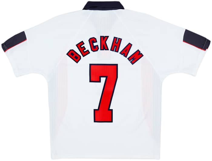 1997-99 England Home Shirt Beckham #7 - 8/10 - (Y)