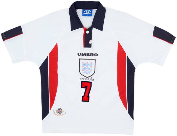 1997-99 England Home Shirt Beckham #7 - 8/10 - (Y)