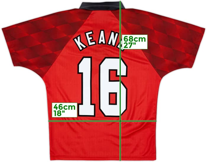 1996-98 Manchester United Home Shirt Keane #16 - 8/10 - (Y)