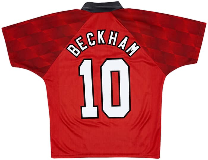 1996-98 Manchester United Home Shirt Beckham #10 - 9/10 - (Y)