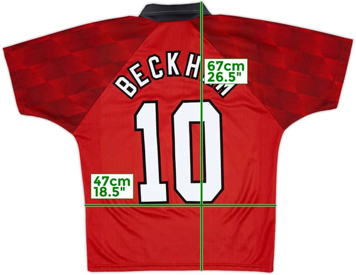 1996-98 Manchester United Home Shirt Beckham #10 - 9/10 - (Y)