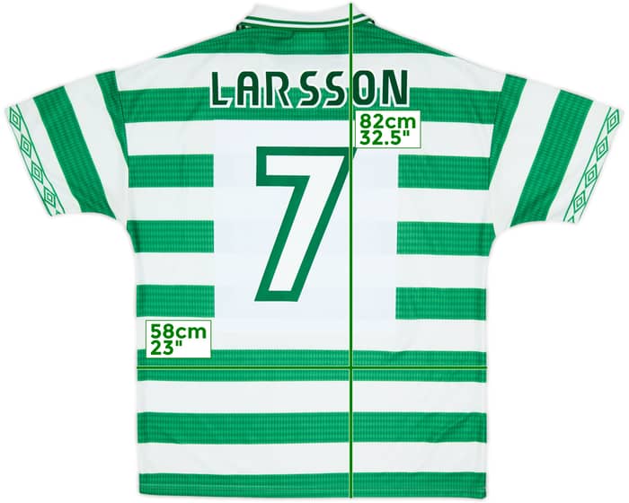 1997-99 Celtic Home Shirt Larsson #7 - 9/10 - (XL)