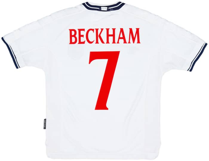 1999-01 England Home Shirt Beckham #7 - 8/10 - (Y)
