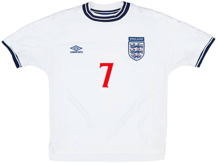 1999-01 England Home Shirt Beckham #7 - 8/10 - (Y)