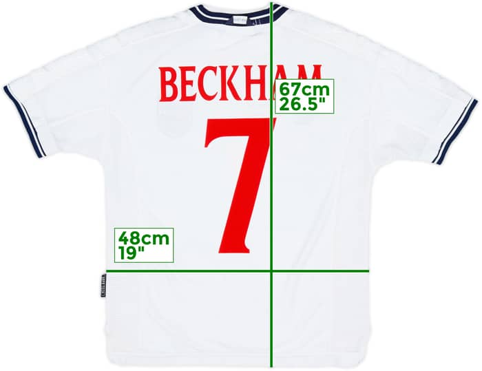 1999-01 England Home Shirt Beckham #7 - 8/10 - (Y)