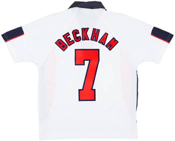 1997-99 England Home Shirt Beckham #7 - 8/10 - (Y)