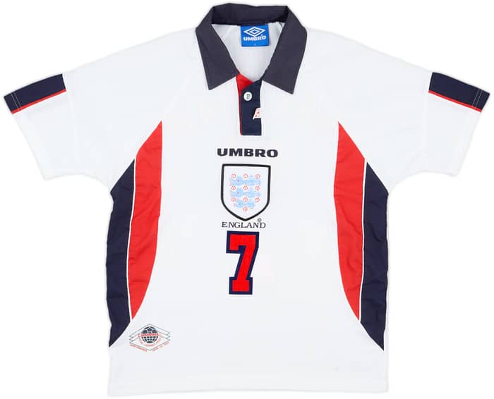1997-99 England Home Shirt Beckham #7 - 8/10 - (Y)
