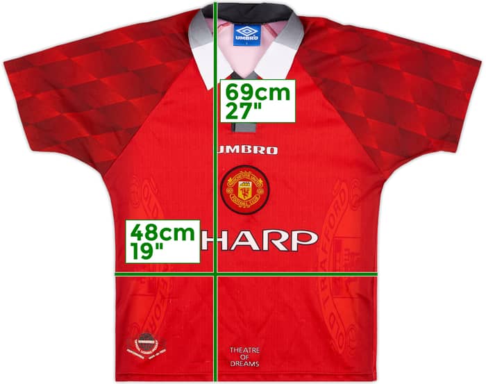 1996-98 Manchester United Home Shirt Cantona #7 - 8/10 - (Y)