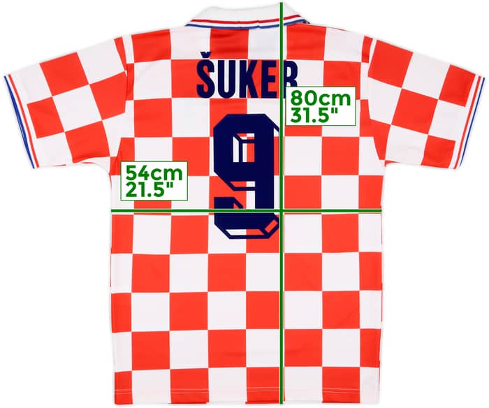 1996-98 Croatia Home Shirt Suker #9 - 8/10 - (L)
