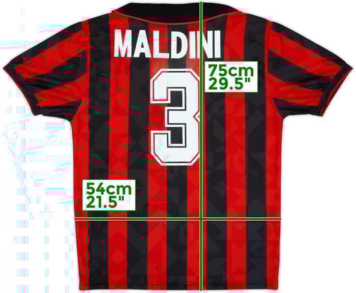 1994-95 AC Milan Home Shirt Maldini #3 - 8/10 - (L)