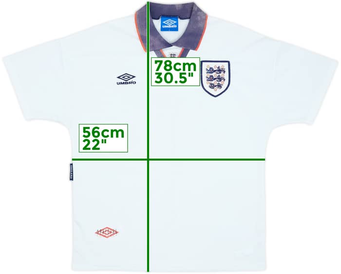 1993-95 England Home Shirt - 5/10 - (L)