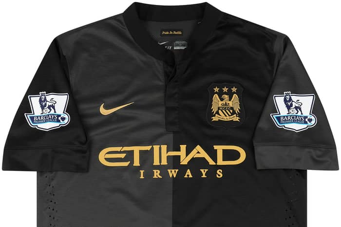 2013-14 Manchester City Match Issue Away Shirt Lescott #6