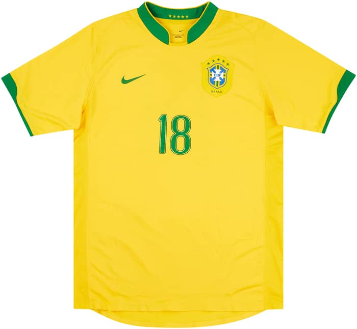 2006-08 Brazil Match Issue Home Shirt #18