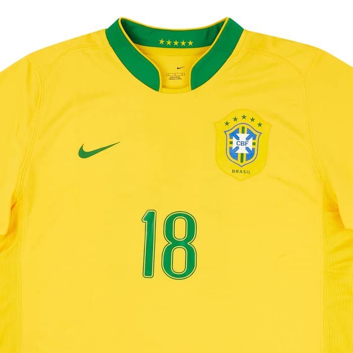 2006-08 Brazil Match Issue Home Shirt #18