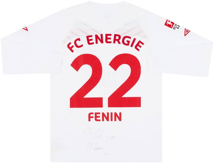 2011-12 Energie Cottbus Match Issue Singed Away L/S Shirt Fenin #22