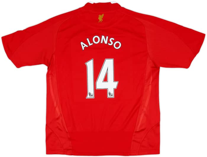 2008-10 Liverpool Home Shirt Alonso #14 - 8/10 - (M.Boys)