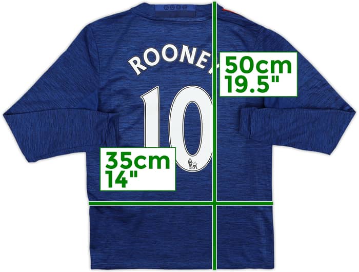 2016-17 Manchester United Away L/S Shirt Rooney #10 - 9/10 - (7-8 Years)