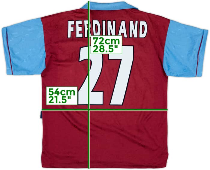 1995-97 West Ham Centenary Home Shirt Ferdinand #27 - 5/10 - (M)