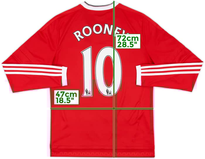 2015-16 Manchester United Home L/S Shirt Rooney #10 - 9/10 - (XL.Boys)