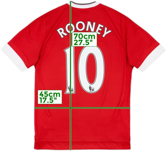 2015-16 Manchester United Home Shirt Rooney #10 - 9/10 - (XL.Boys)