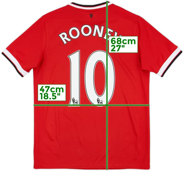 2014-15 Manchester United Home Shirt Rooney #10 - 8/10 - (XL.Boys)