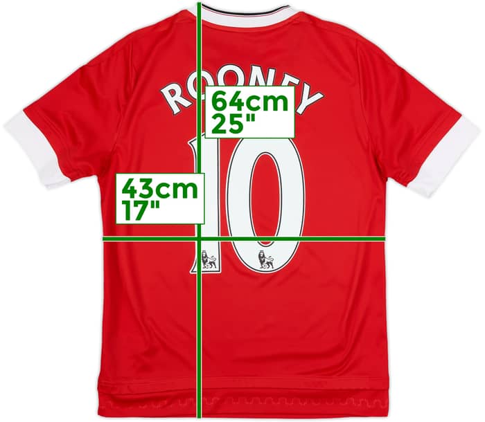 2015-16 Manchester United Home Shirt Rooney #10 - 8/10 - (L.Boys)