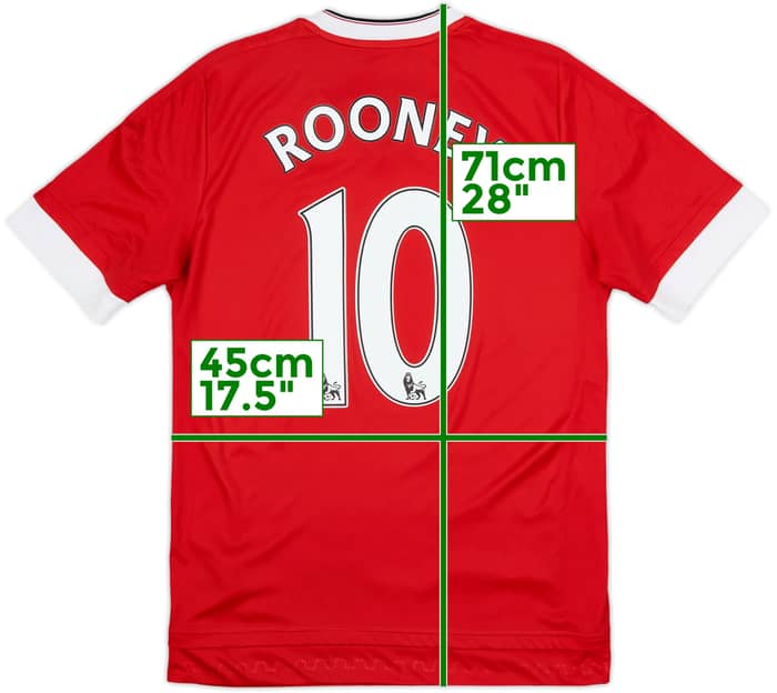 2015-16 Manchester United Home Shirt Rooney #10 - 8/10 - (XL.Boys)