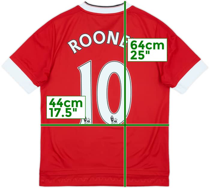 2015-16 Manchester United Home Shirt Rooney #10 - 10/10 - (L.Boys)