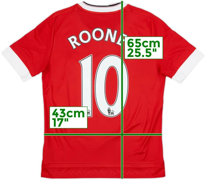 2015-16 Manchester United Home Shirt Rooney #10 - 9/10 - (L.Boys)