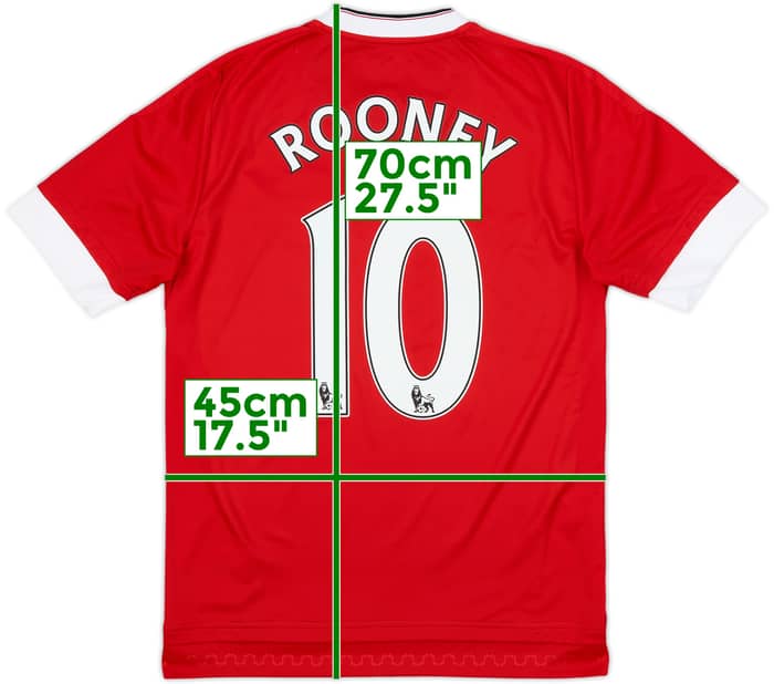 2015-16 Manchester United Home Shirt Rooney #10 - 9/10 - (XL.Boys)